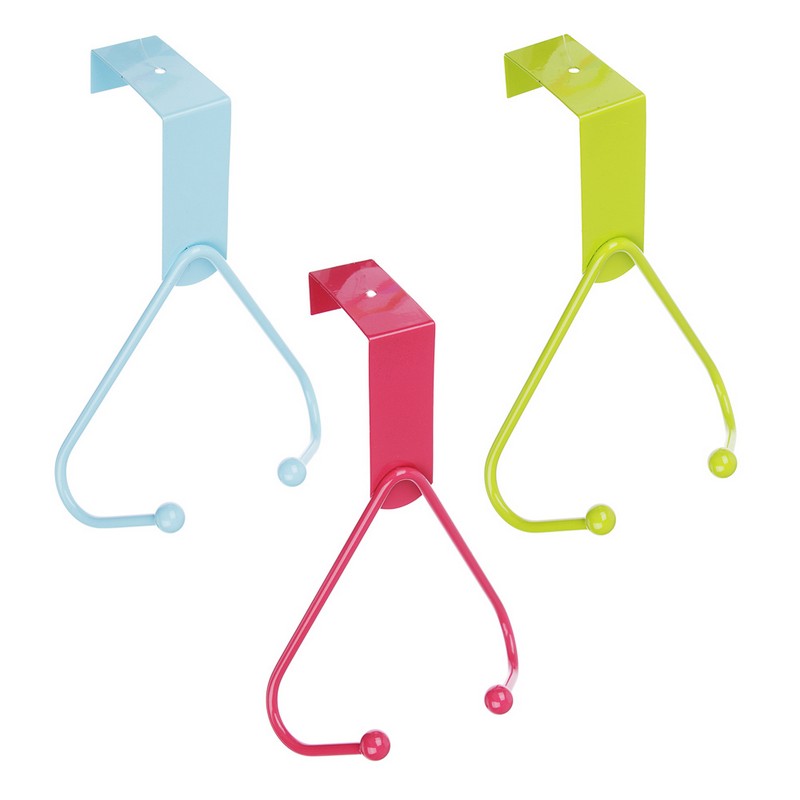 Вешалка надверная 2 крючка, металл 12*15*5см, 3цв. 465-164