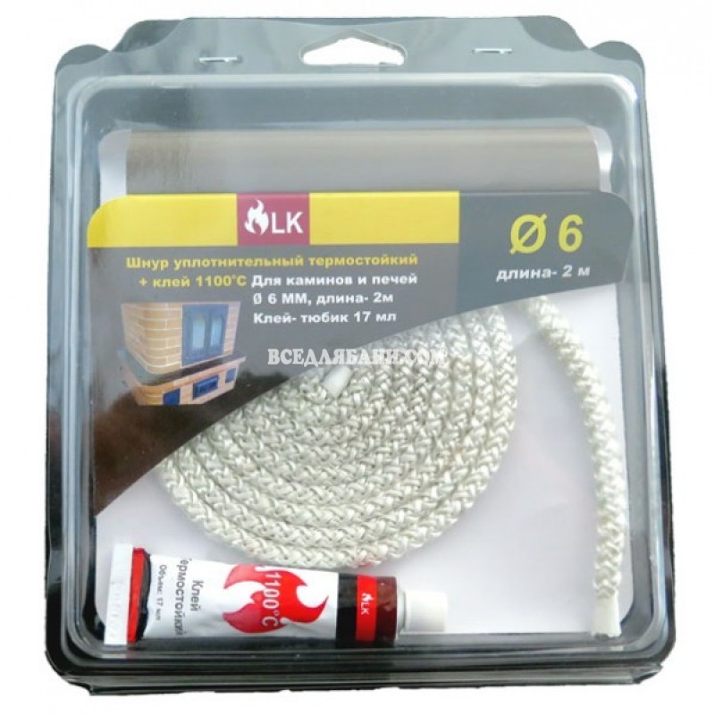 Шнур уплотнительный 7/8 огнеупорный + клей