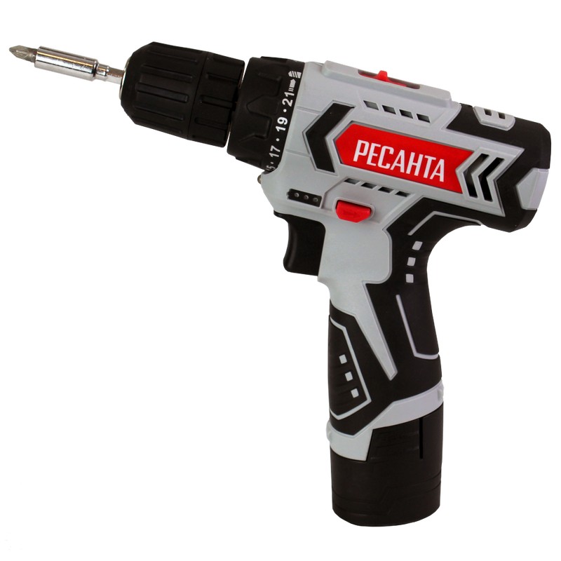 Дрель-шуруповерт акк. РЕСАНТА ДА-12-2Л, 12в 1х2,0Ач Li-Ion 40Нм 2-скор. коробка
