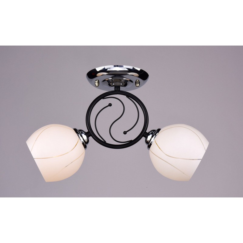 Светильник РС19410 BK+CR/2C (металл,стекло,Е27)