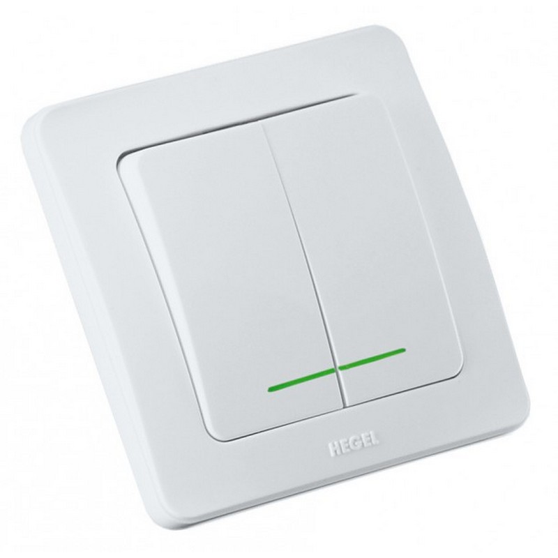 Выключатель с/у 2-кл. с индик. белый 10А HEGEL BC10-352