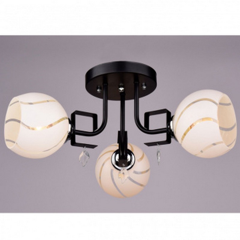 Светильник РС18320 BK+CR/3C (металл,стекло,декор-хрусталь ,Е27)                                     