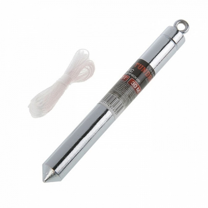 Отвес цилиндрический 200г, шнур 5м TUNDRA 1743489