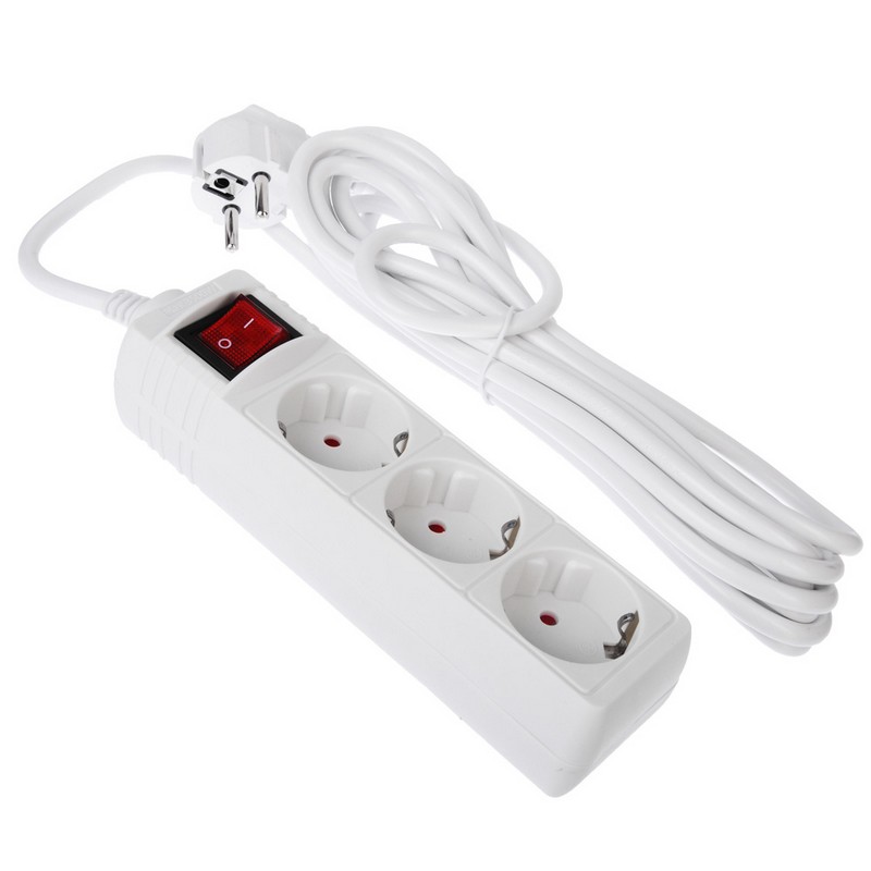 Удлинитель 5м 3-мест. с заз. с выкл. защит.штор. 16A ПВС-3х1 3500вт FORZA 907-020