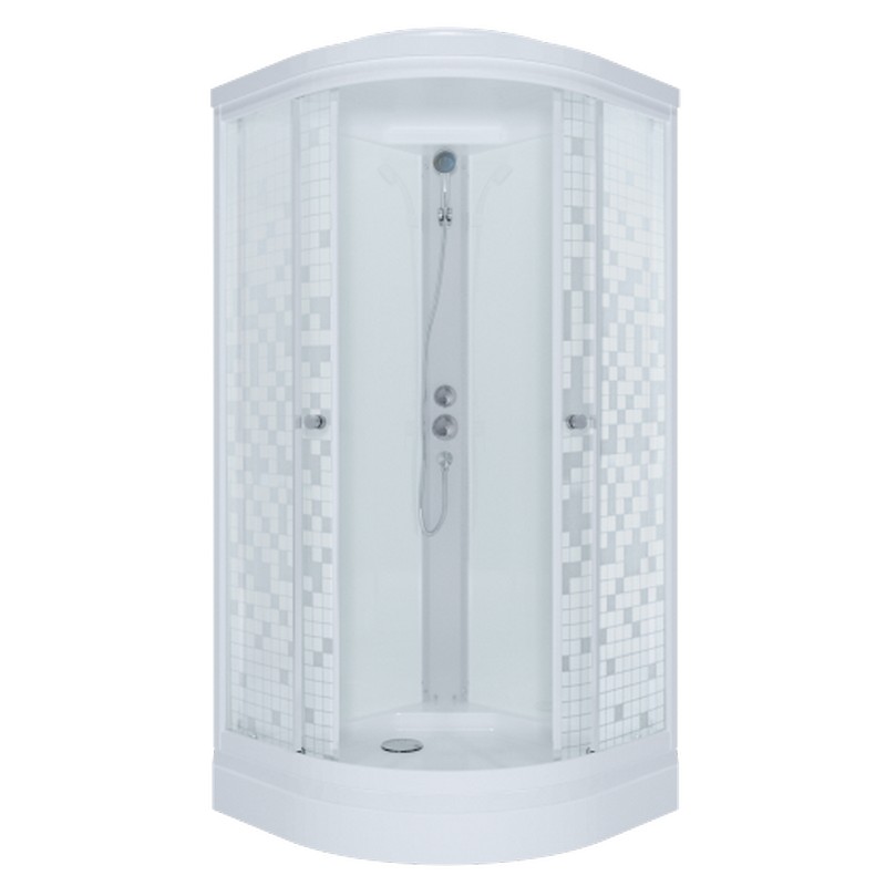 Душевая кабина СТАНДАРТ  А низкий поддон 100*100 (ДН4,АКВА,МОЗАЙКА,белый)