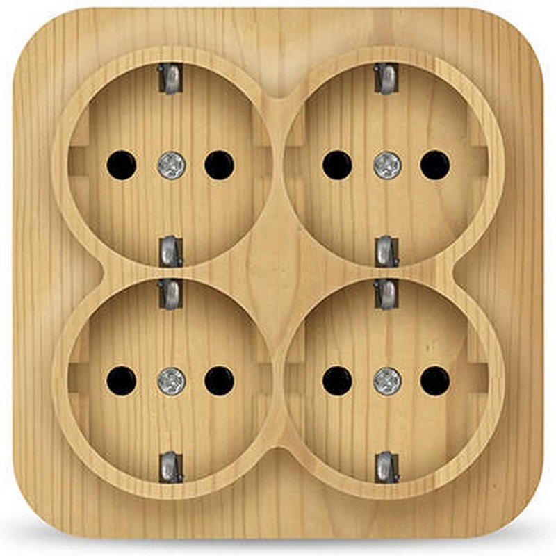 Розетка о/у 4-мест. с заз. Сосна квадрат. 16А IP20 IONICH 1459