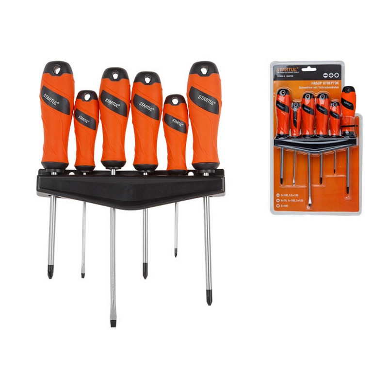 Набор отверток (6шт) SL3х100 5,5х150 PZ2х100 PH0х75,1х100,2х125 STARTUL Master ST3056-6