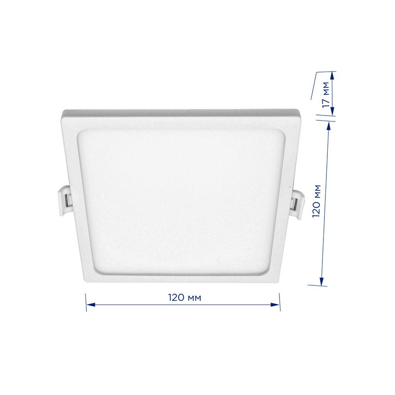 Светильник LED встраив. ультратонкий 12вт 4500К квадр.бел. 120х120х17мм 960lm APEYRON 06-28