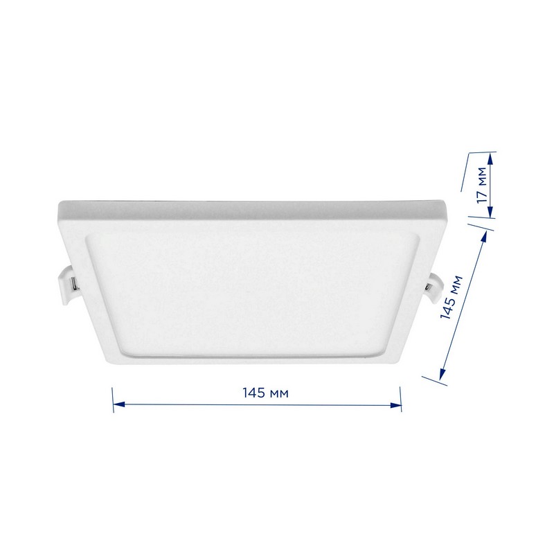 Светильник LED встраив. ультратонкий 15вт 4500К квадр.бел. 145х145х17мм 1200lm APEYRON 06-30