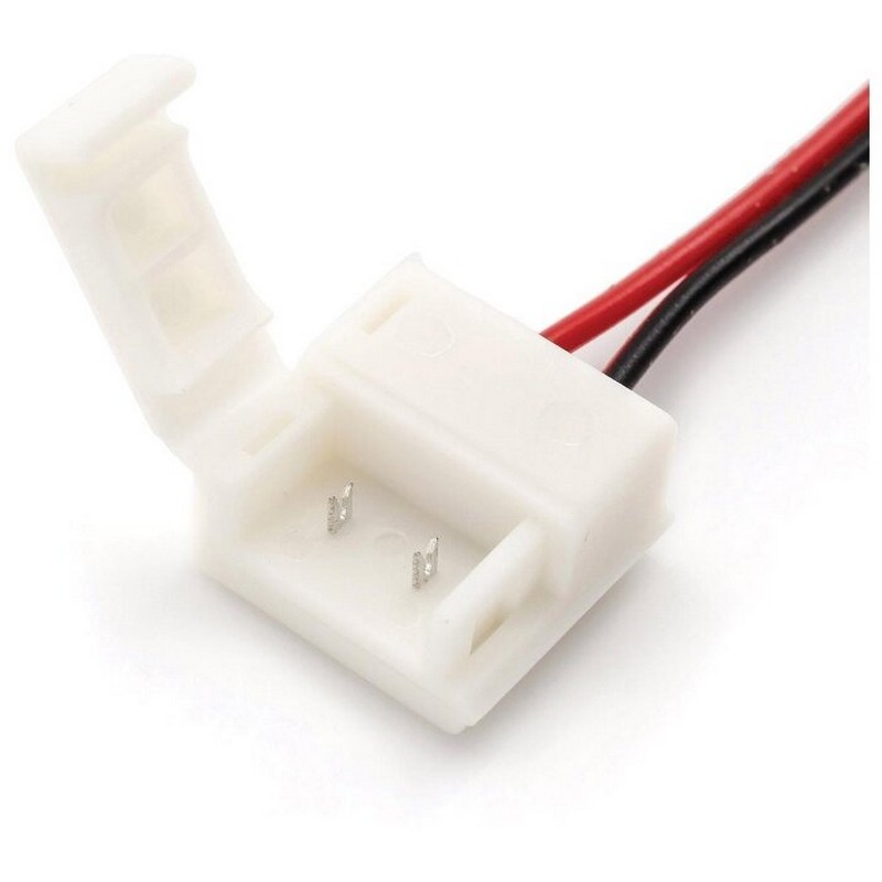 Коннектор для св/д лент зажим 2-конт. 10мм (SMD5050) -провод 15см, для лент IP65 APEYRON 09-02