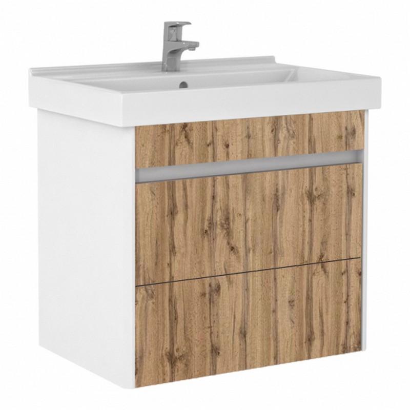 Тумба подвесная под умывальник "FEST 60" UNO Дуб серый с 2мя ящиками DU1505T (FEST60)