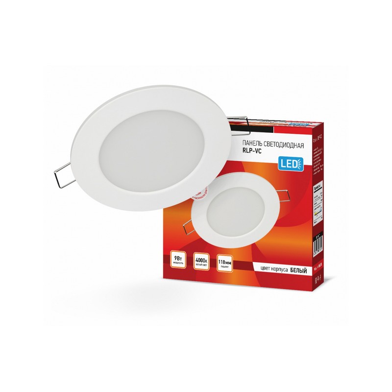 Светильник LED встраив. ультратонкий 9вт 4000K кругл.бел. d118мм IP40 RLP-VC IN HOME