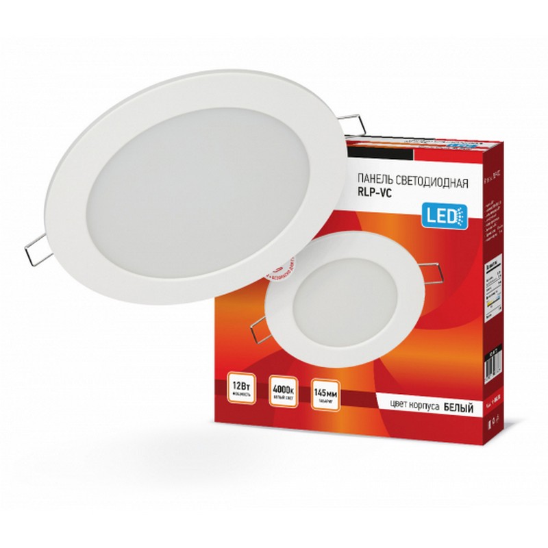 Светильник LED встраив. ультратонкий 12вт 4000K кругл.бел. d145мм IP40 RLP-VC IN HOME