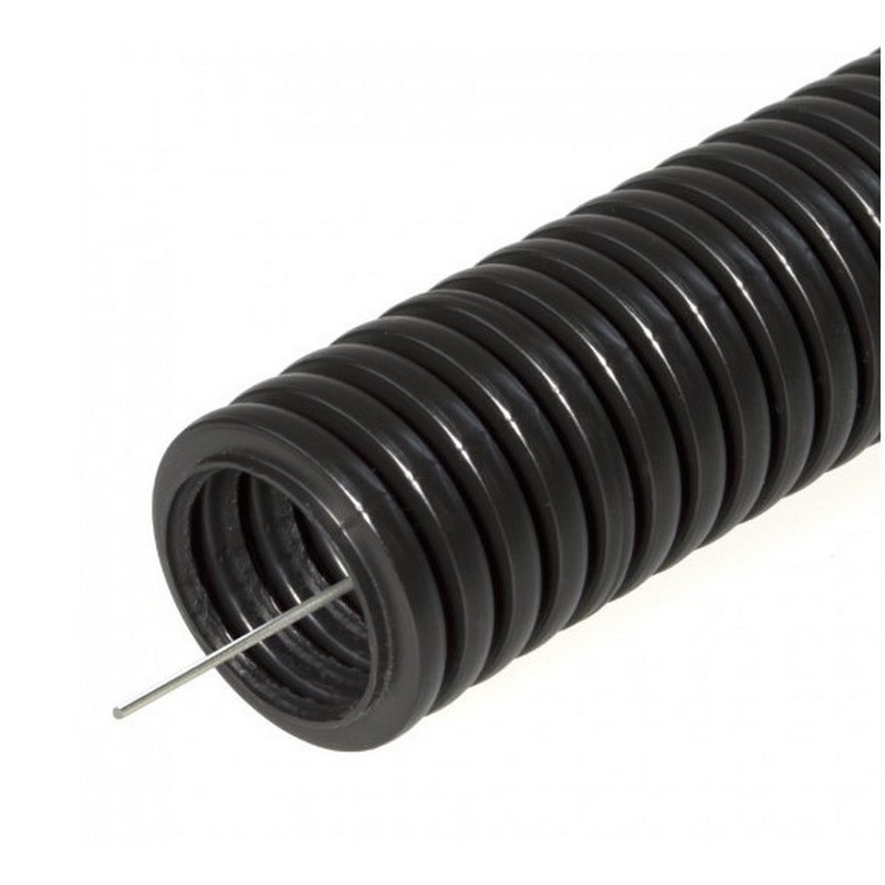 Труба гофр. ПНД 25мм (25м) с протяжкой черная