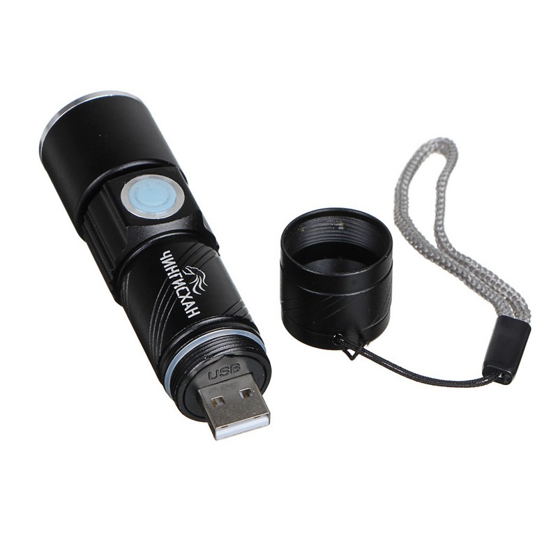 Фонарь аккум. XPE-Led 3вт 1200мАч 2,5х2,5х9,5см 3-реж. алюм.сплав USB ЧИНГИСХАН 224-019